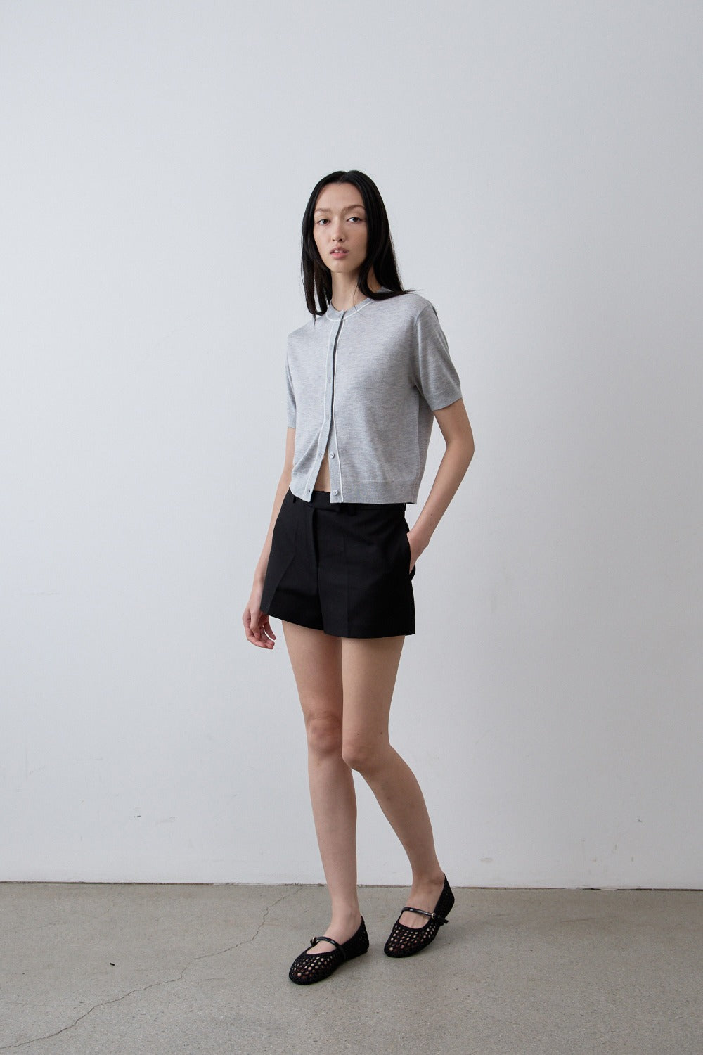 Two-Tone Silky Knit Cardigan