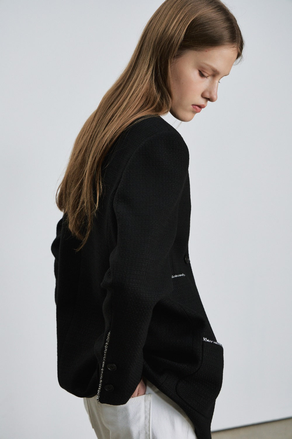Contrast Trim Tweed Jacket