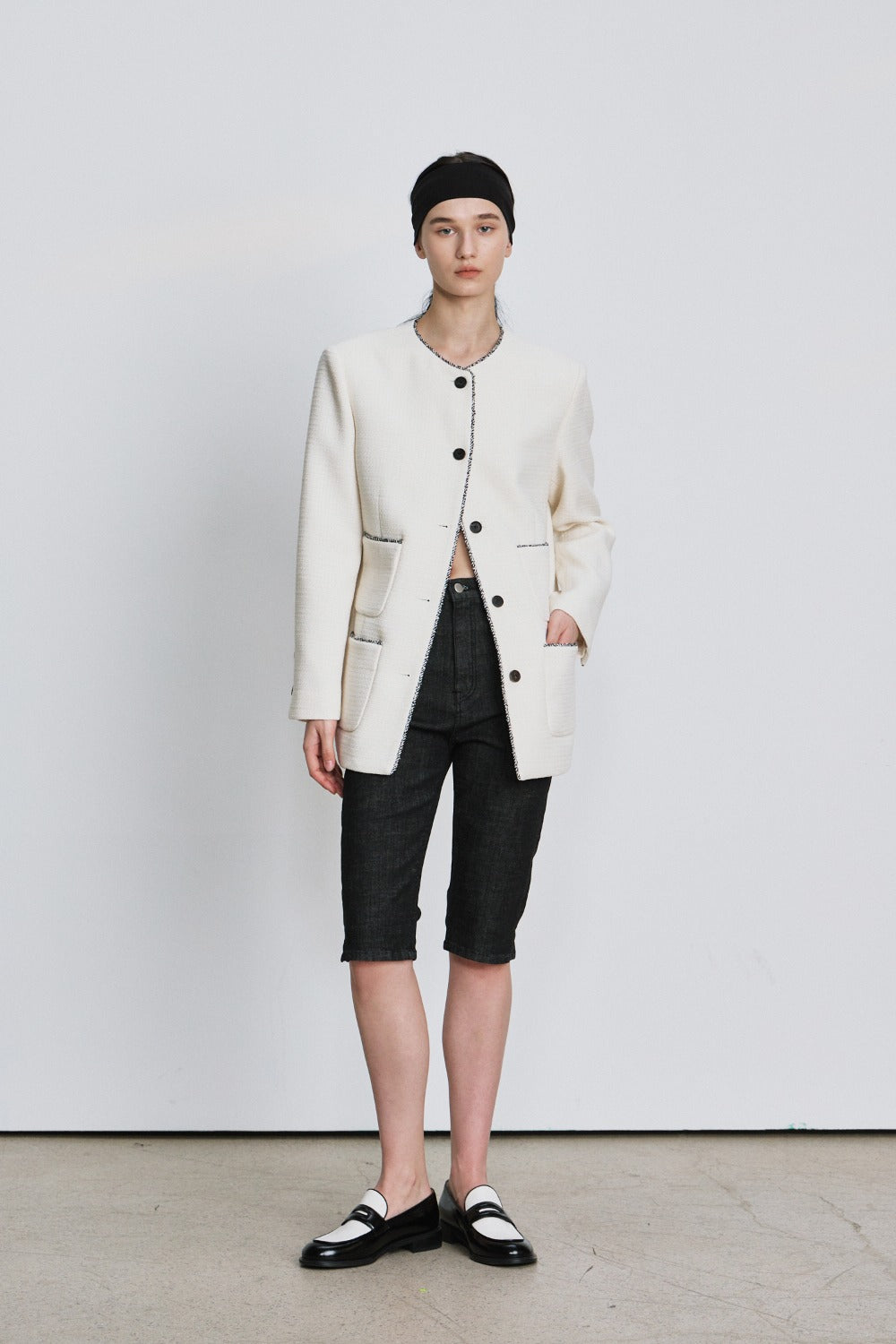 Contrast Trim Tweed Jacket