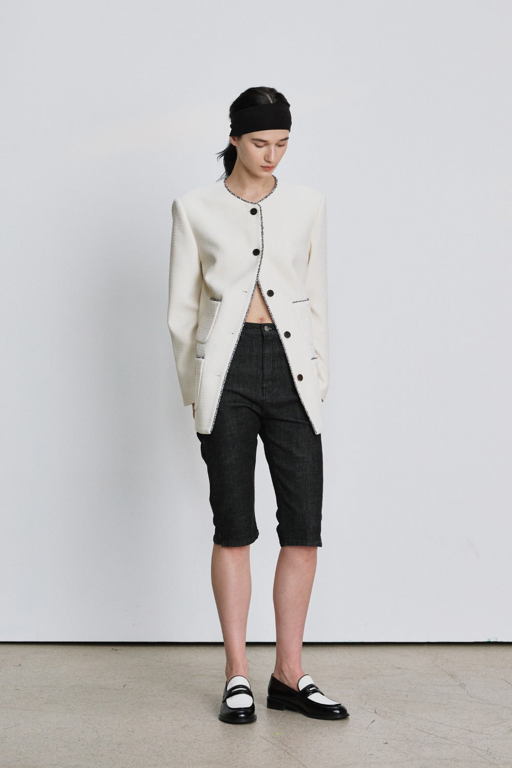 Contrast Trim Tweed Jacket