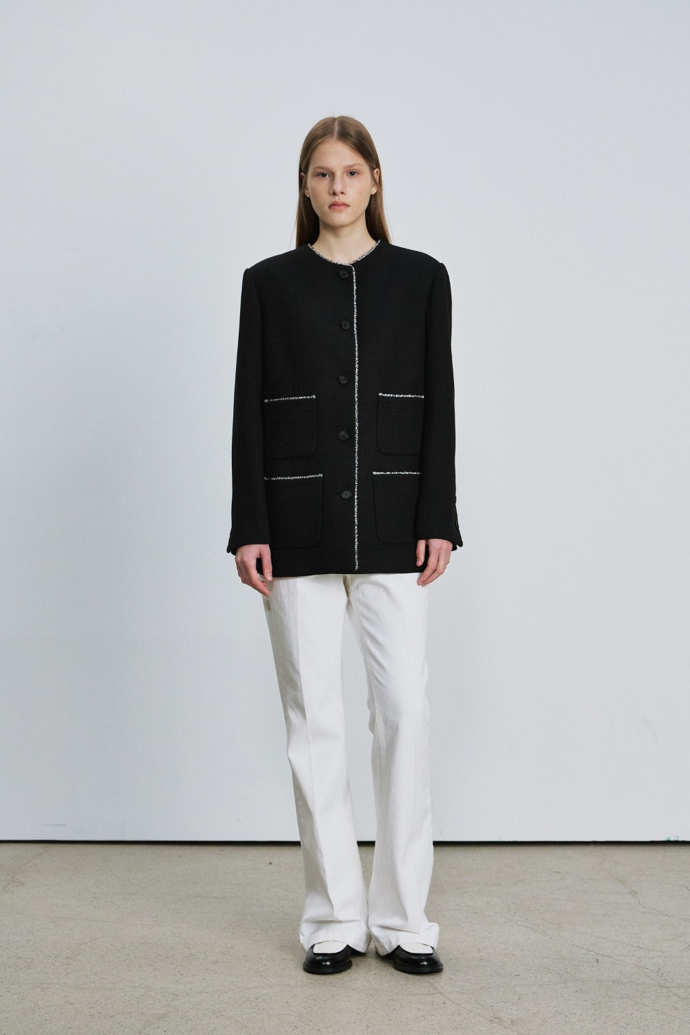 Contrast Trim Tweed Jacket