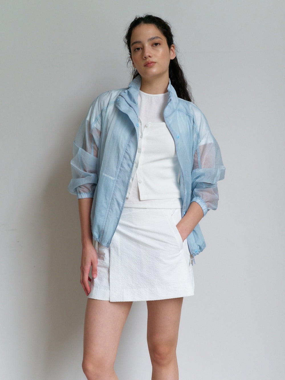 Striped Wrap Mini Skort White