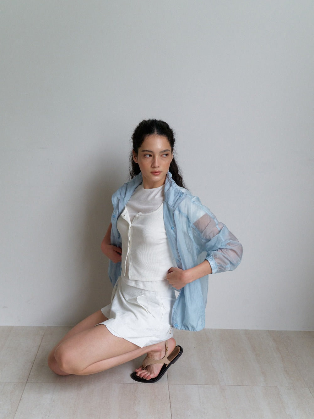 Striped Wrap Mini Skort White