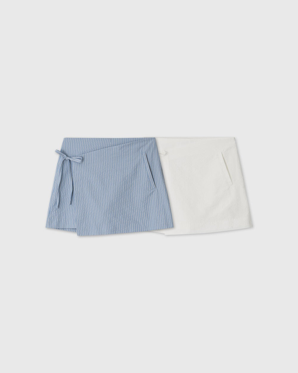 Striped Wrap Mini Skort White