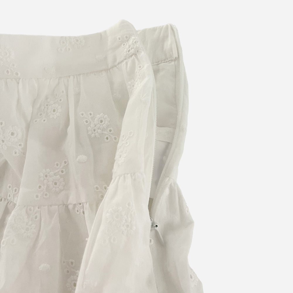 Eyelet flower tiered skirt