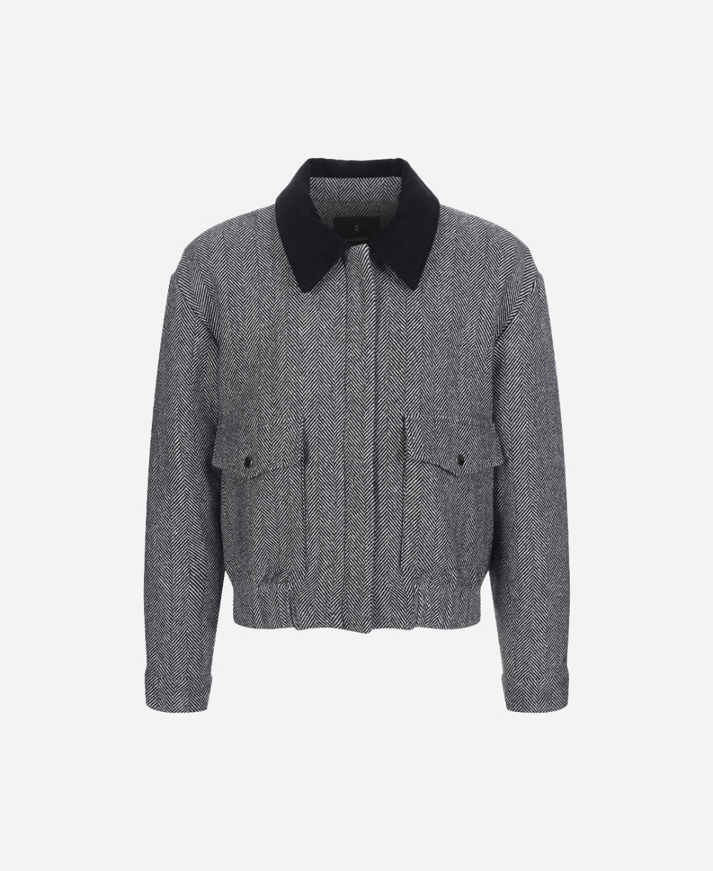 Herringbone bomber jacket & shorts