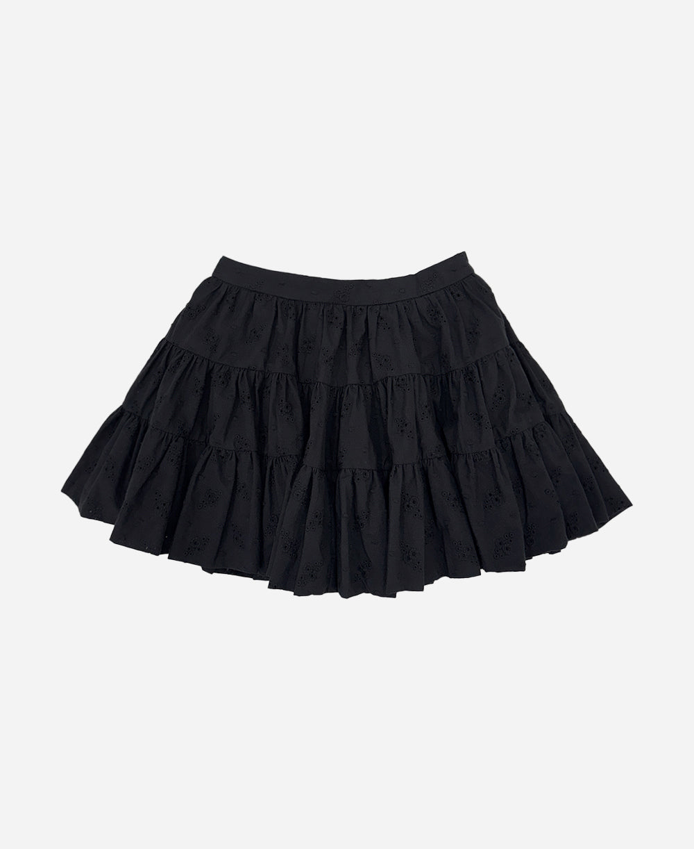 Eyelet flower tiered skirt