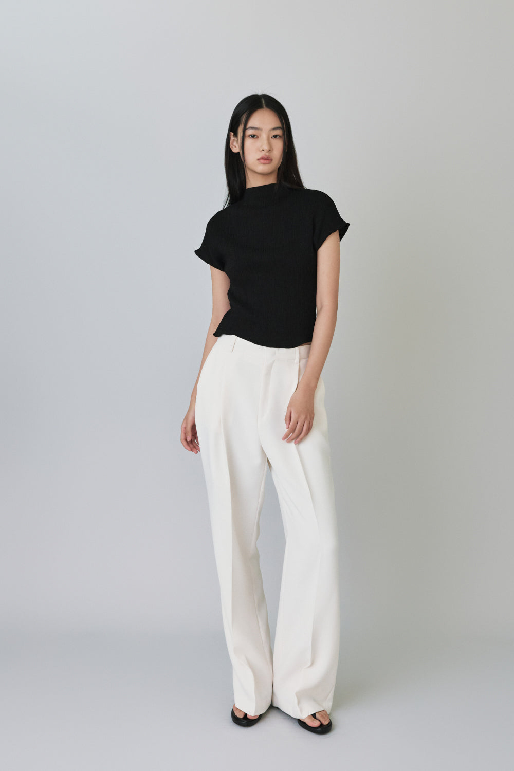 25 Edition spring one tuck pants ivory