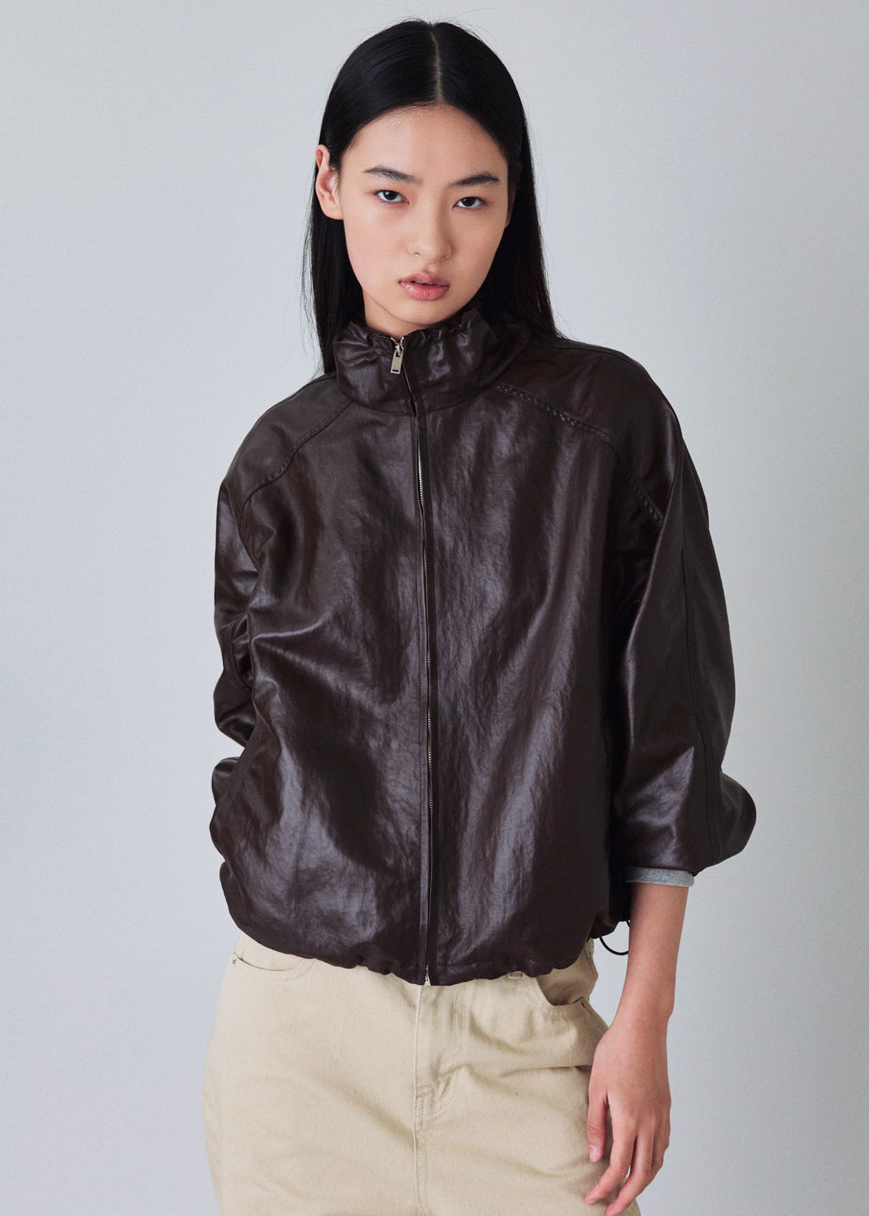Coated wind zip up