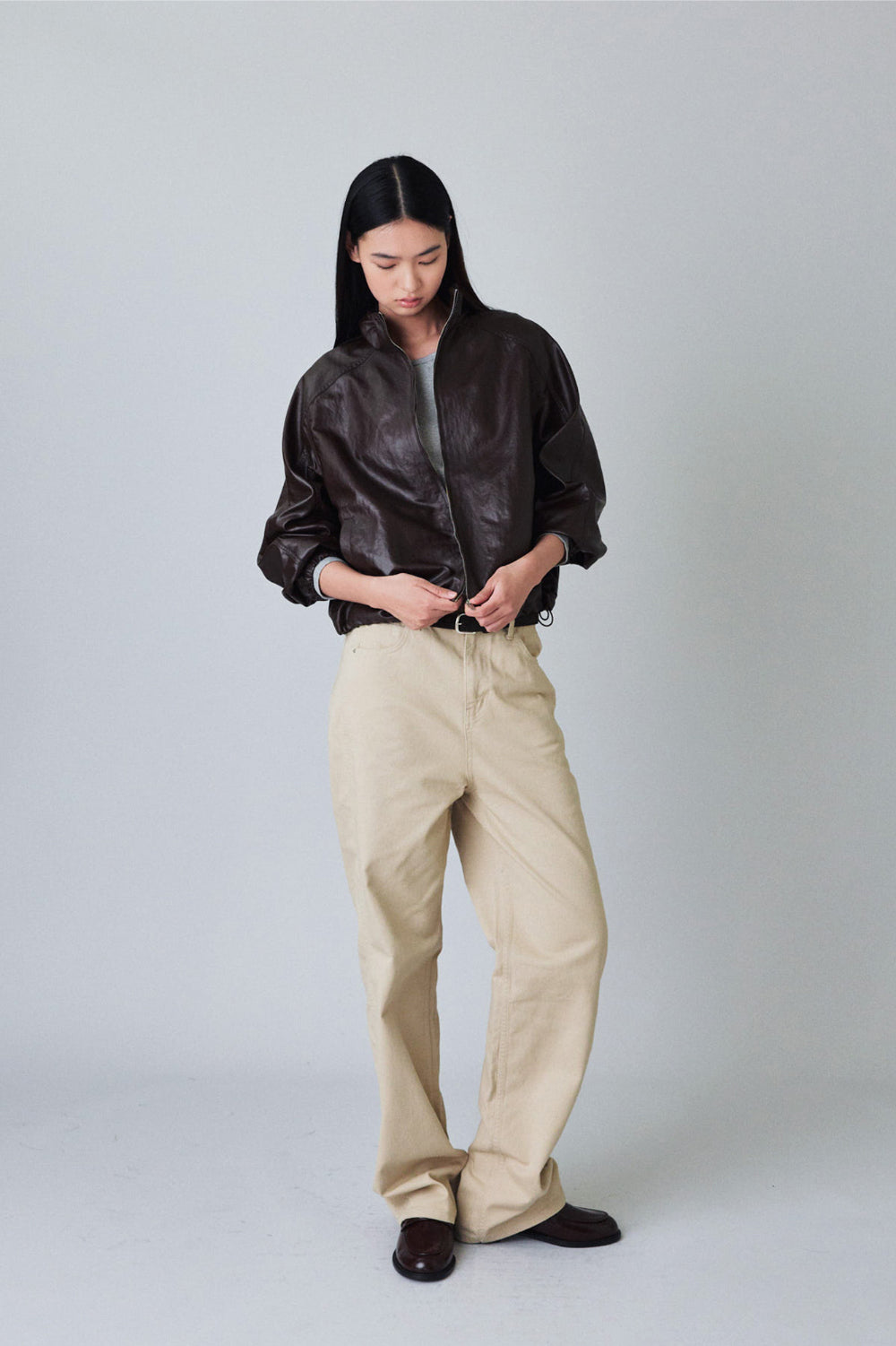 Coated wind zip up