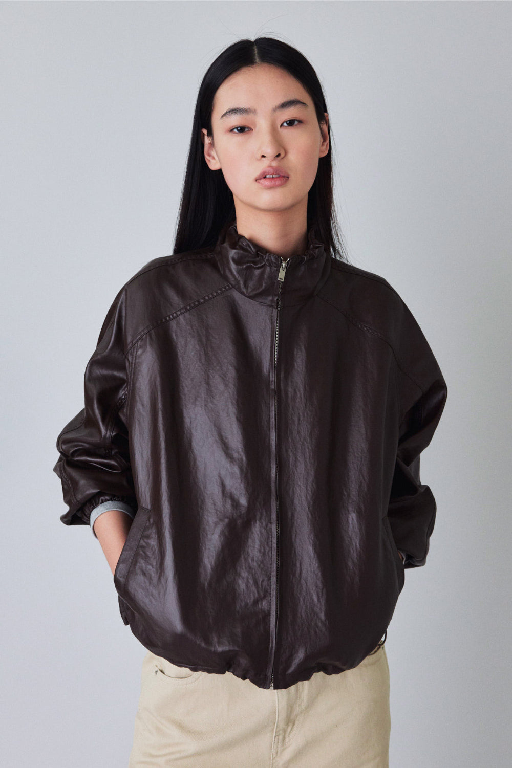 Coated wind zip up