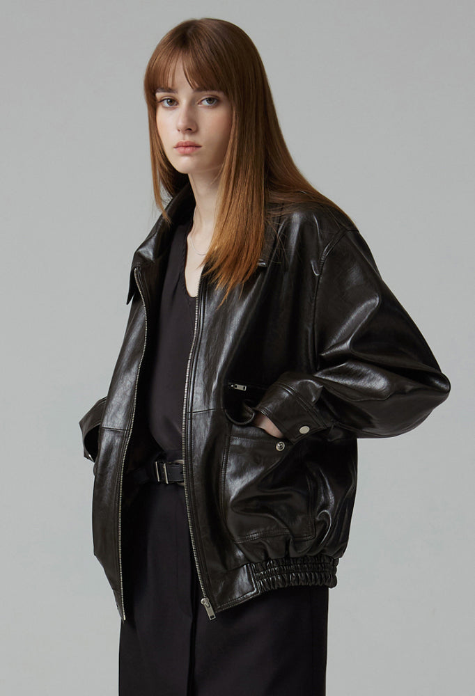 Eco leather bomber jacket