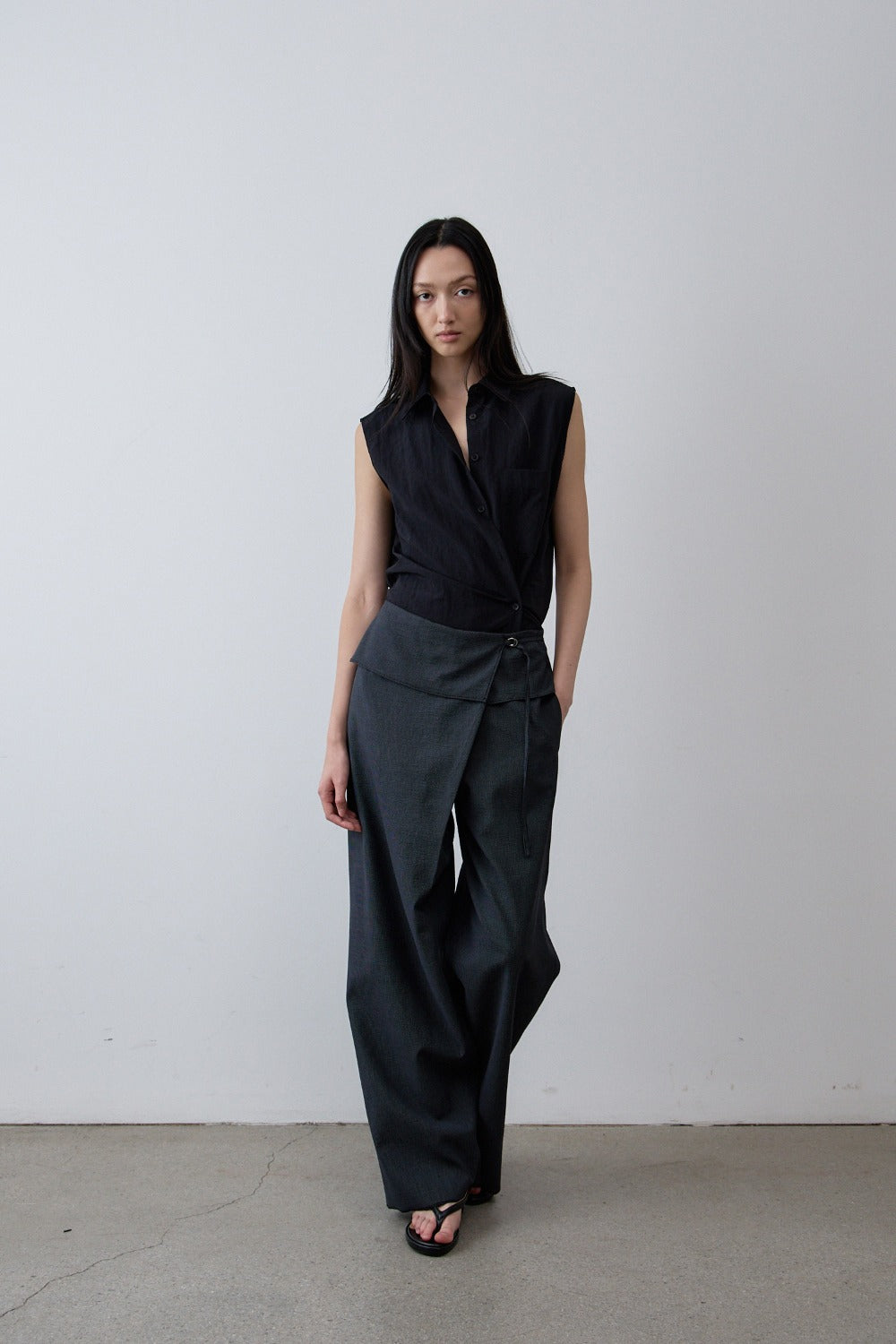Fold-Front Wide Trousers