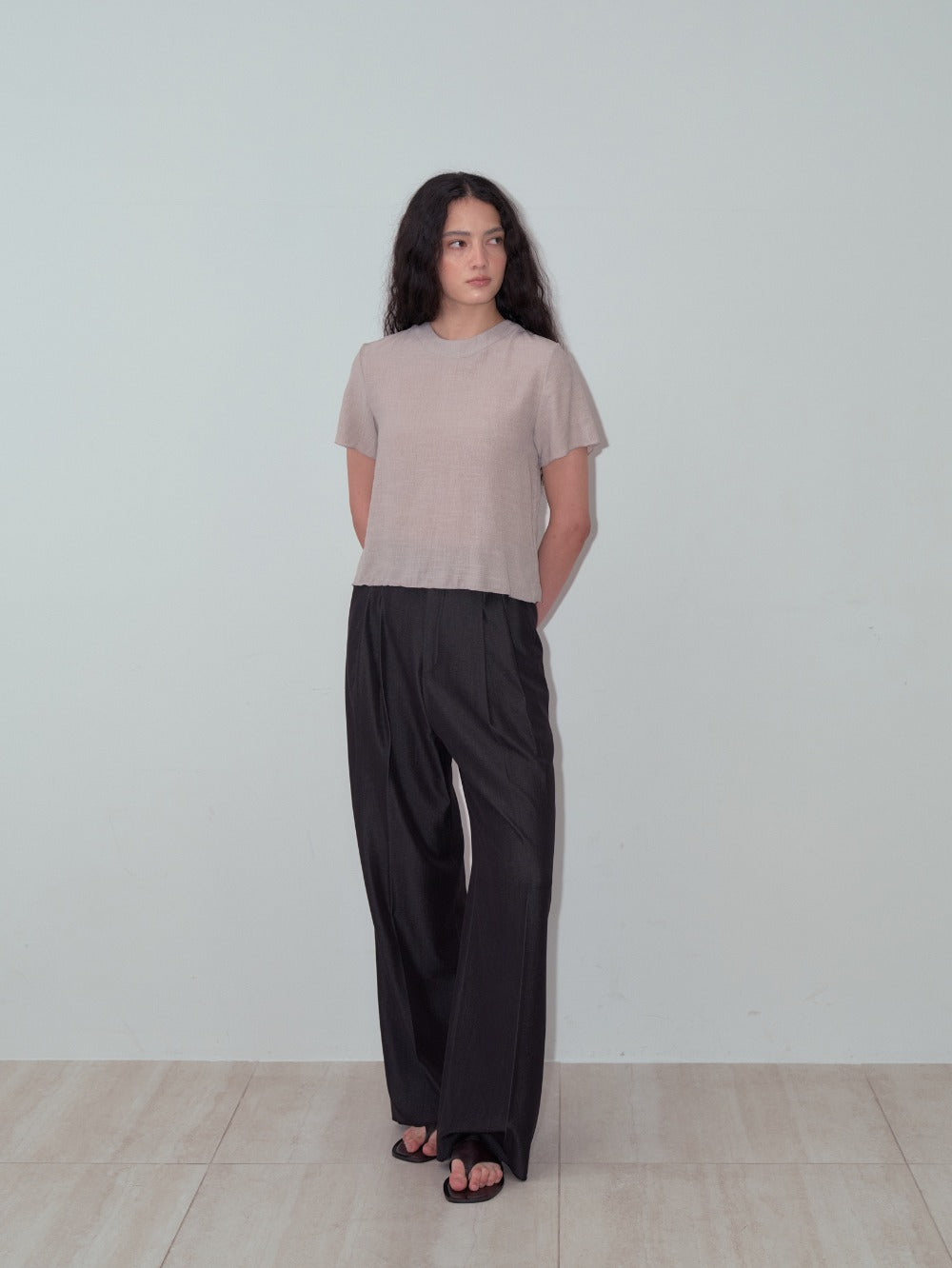 Glossy Summer Trousers Black