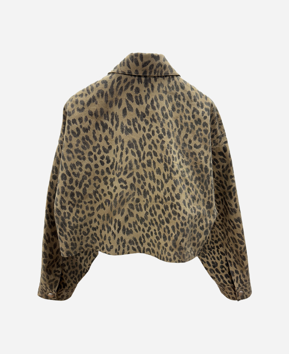 Leopard cropped jacket