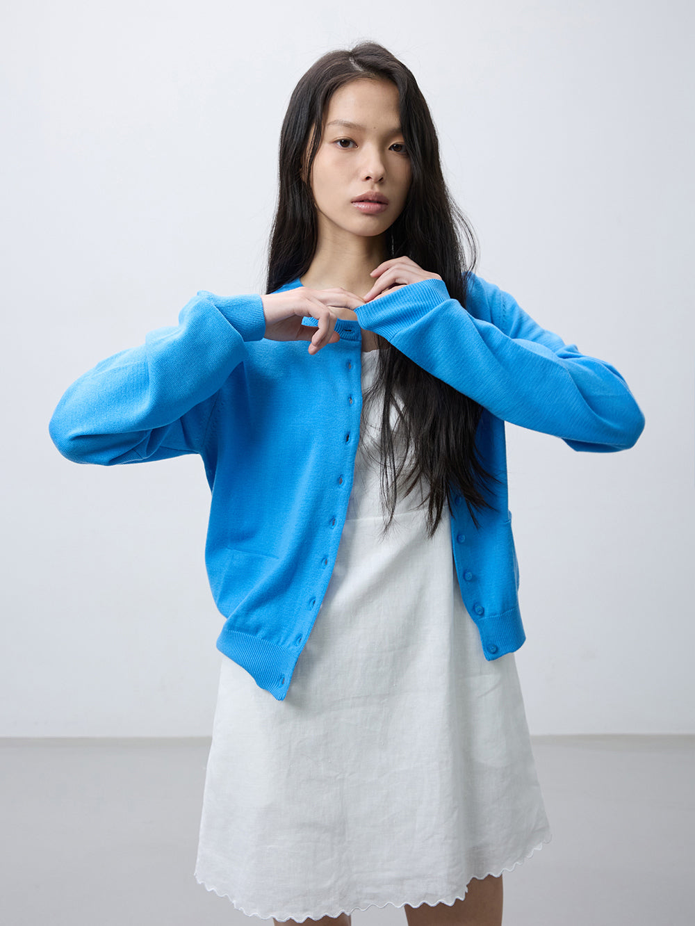 Merino wool round neck cardigan