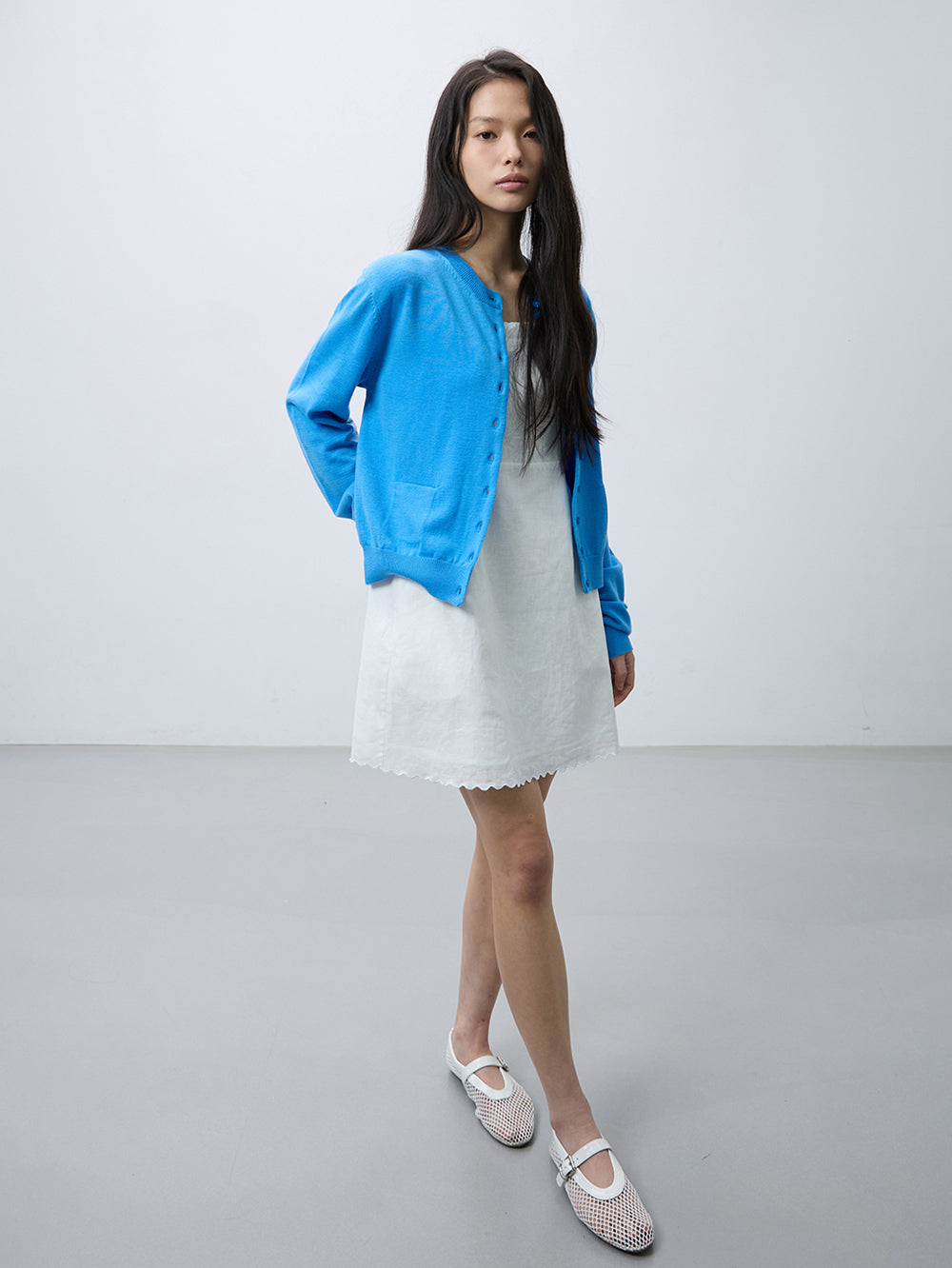 Merino wool round neck cardigan