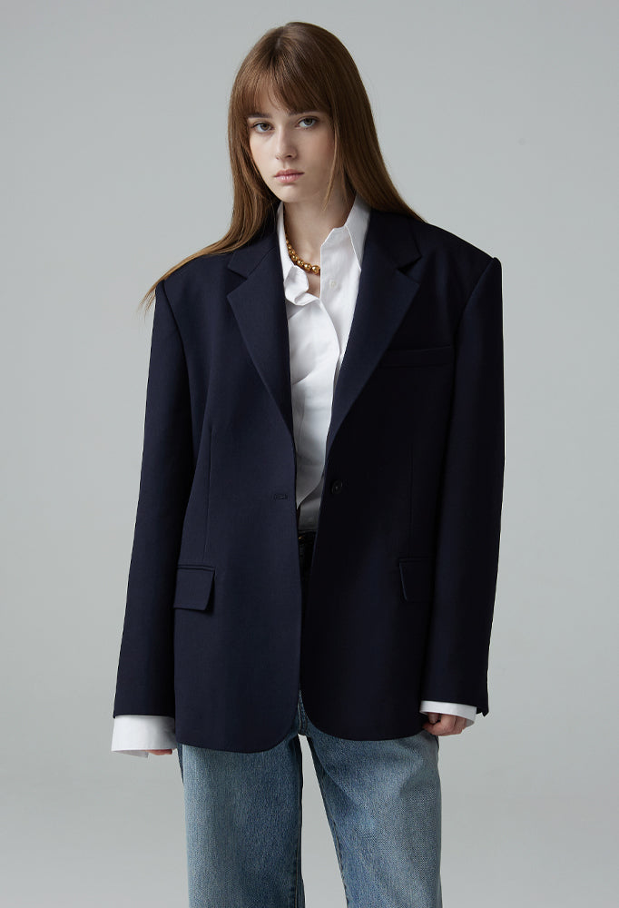 Navy back slit jacket