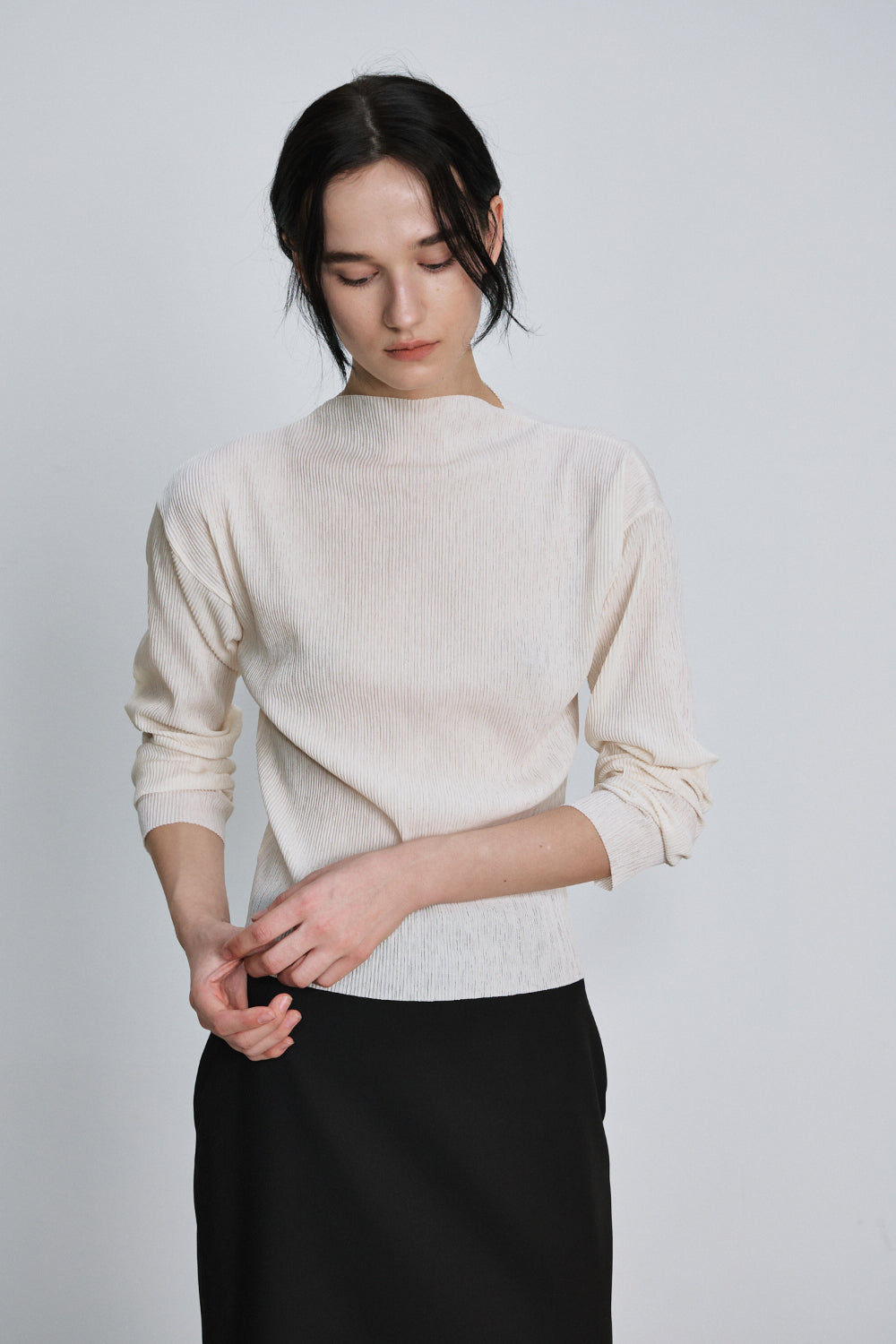Paris pleats long sleeve t-shirt