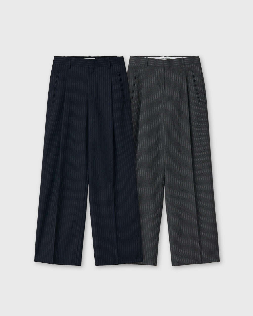 Stripe pocket one tuck pants