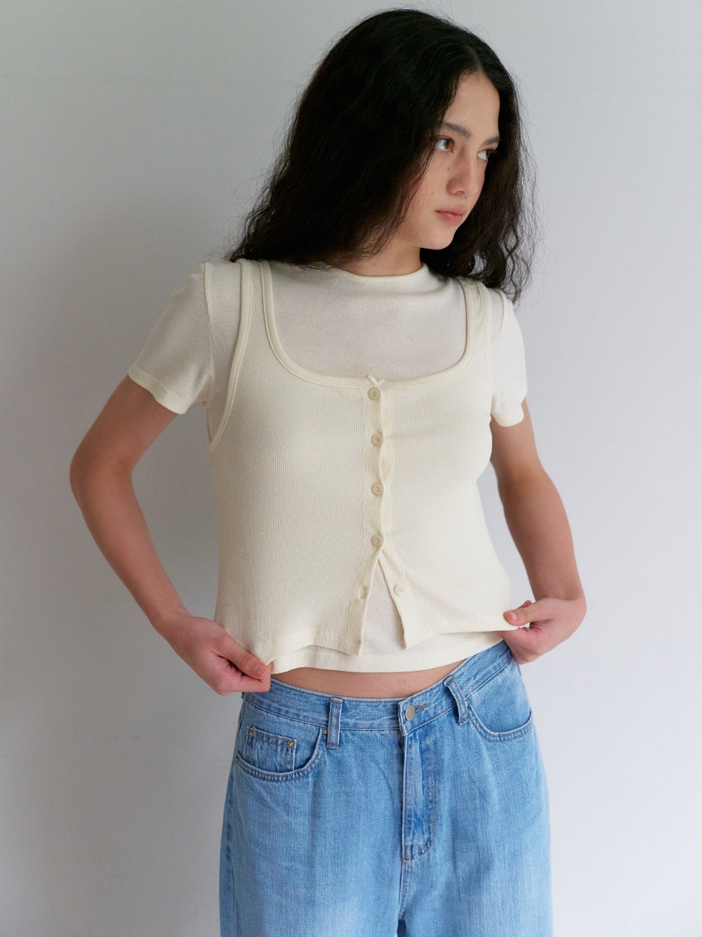 Layered Cotton Top Set Butter
