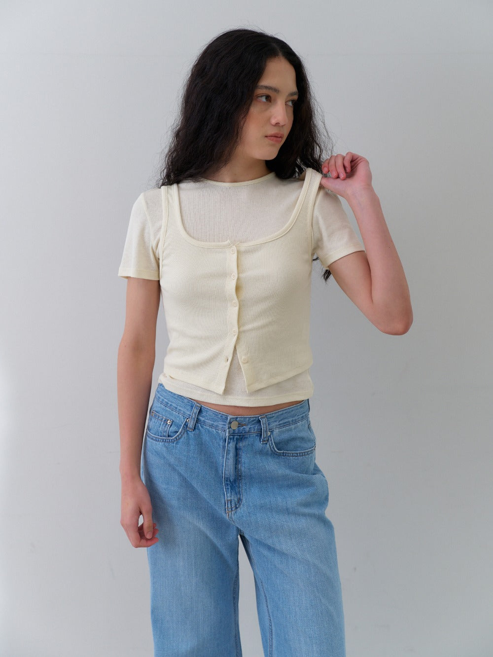 Layered Cotton Top Set Butter