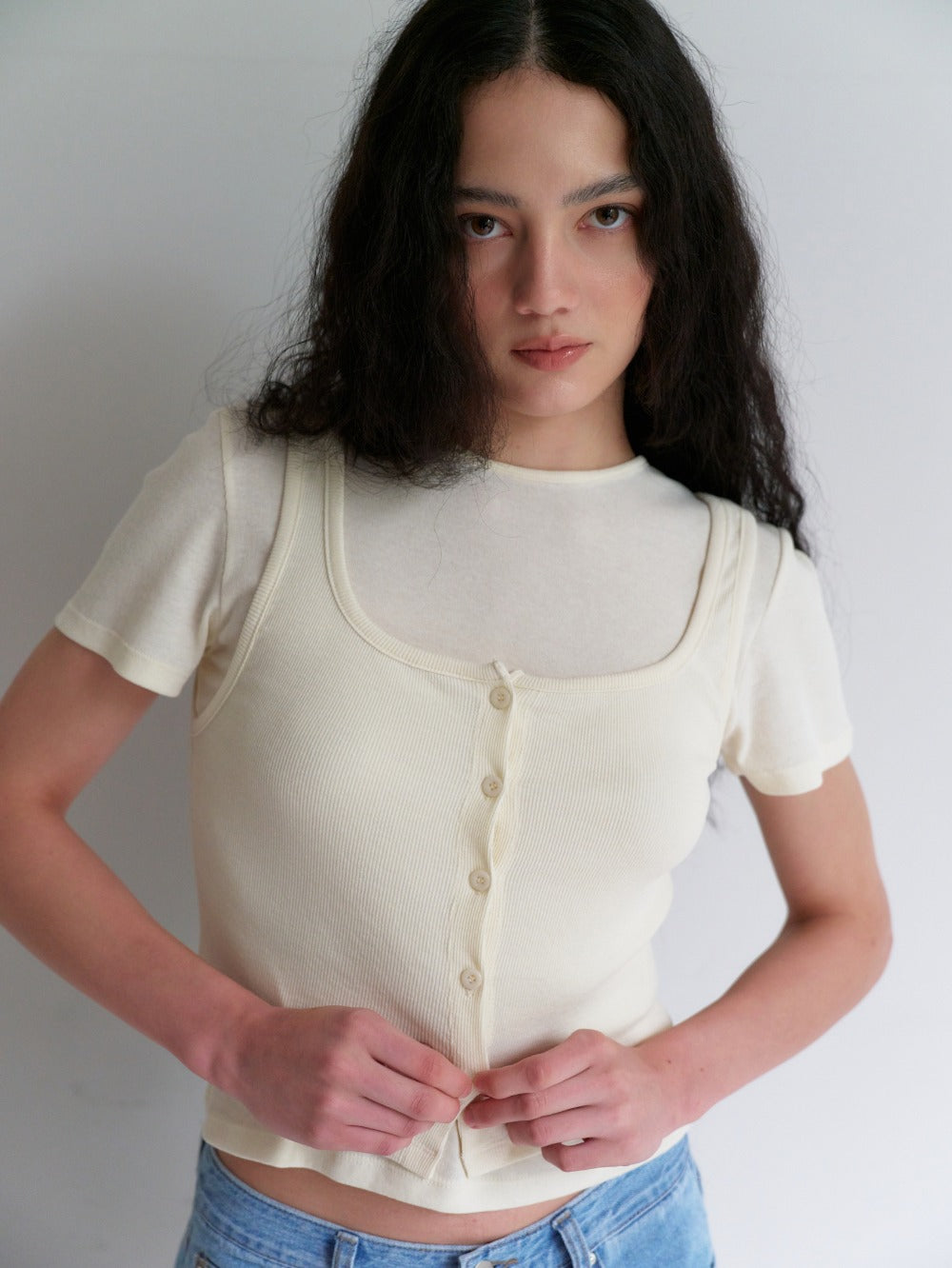 Layered Cotton Top Set Butter