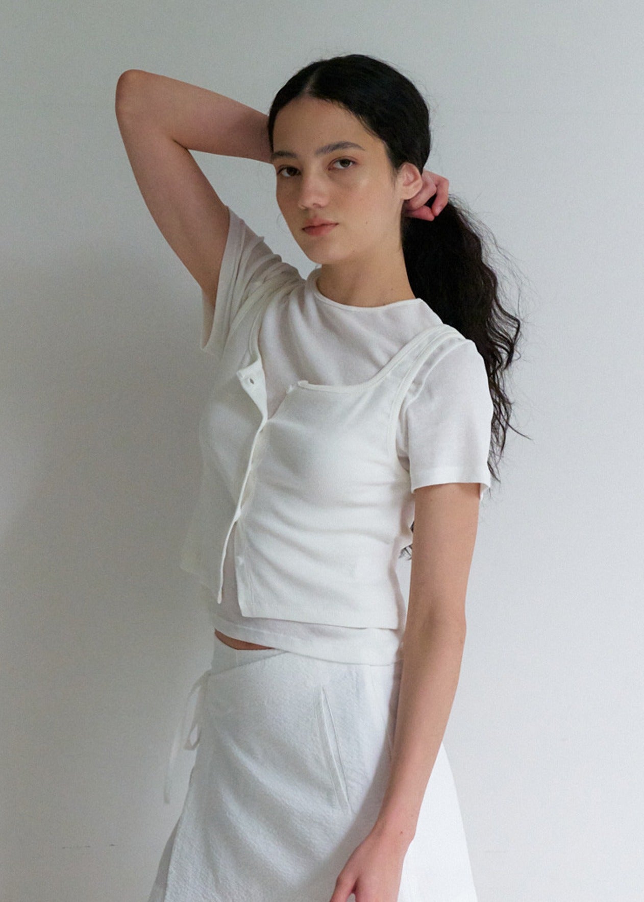Layered Cotton Top Set Offwhite