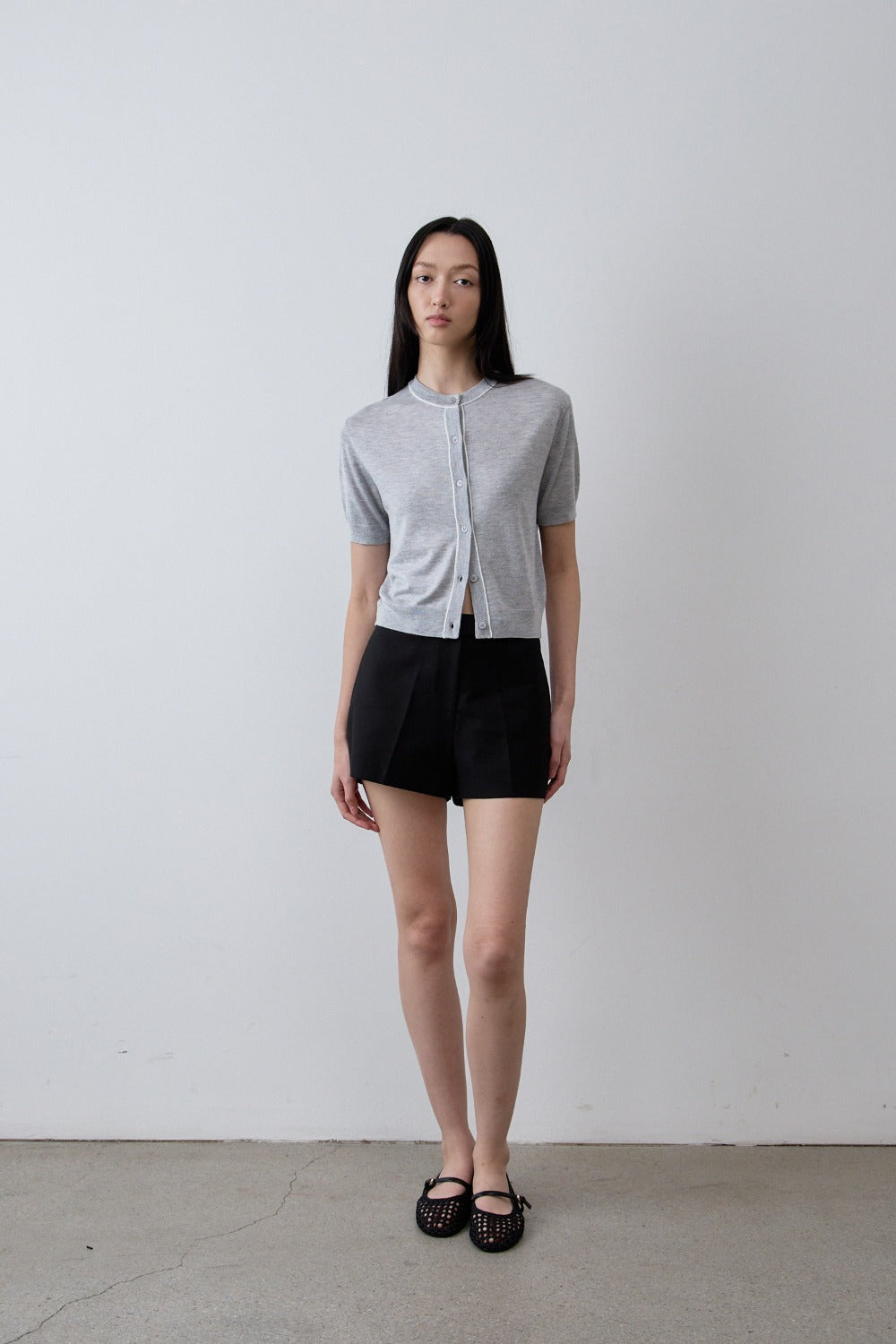 Two-Tone Silky Knit Cardigan