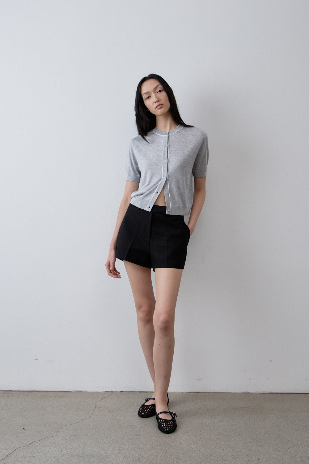 Two-Tone Silky Knit Cardigan