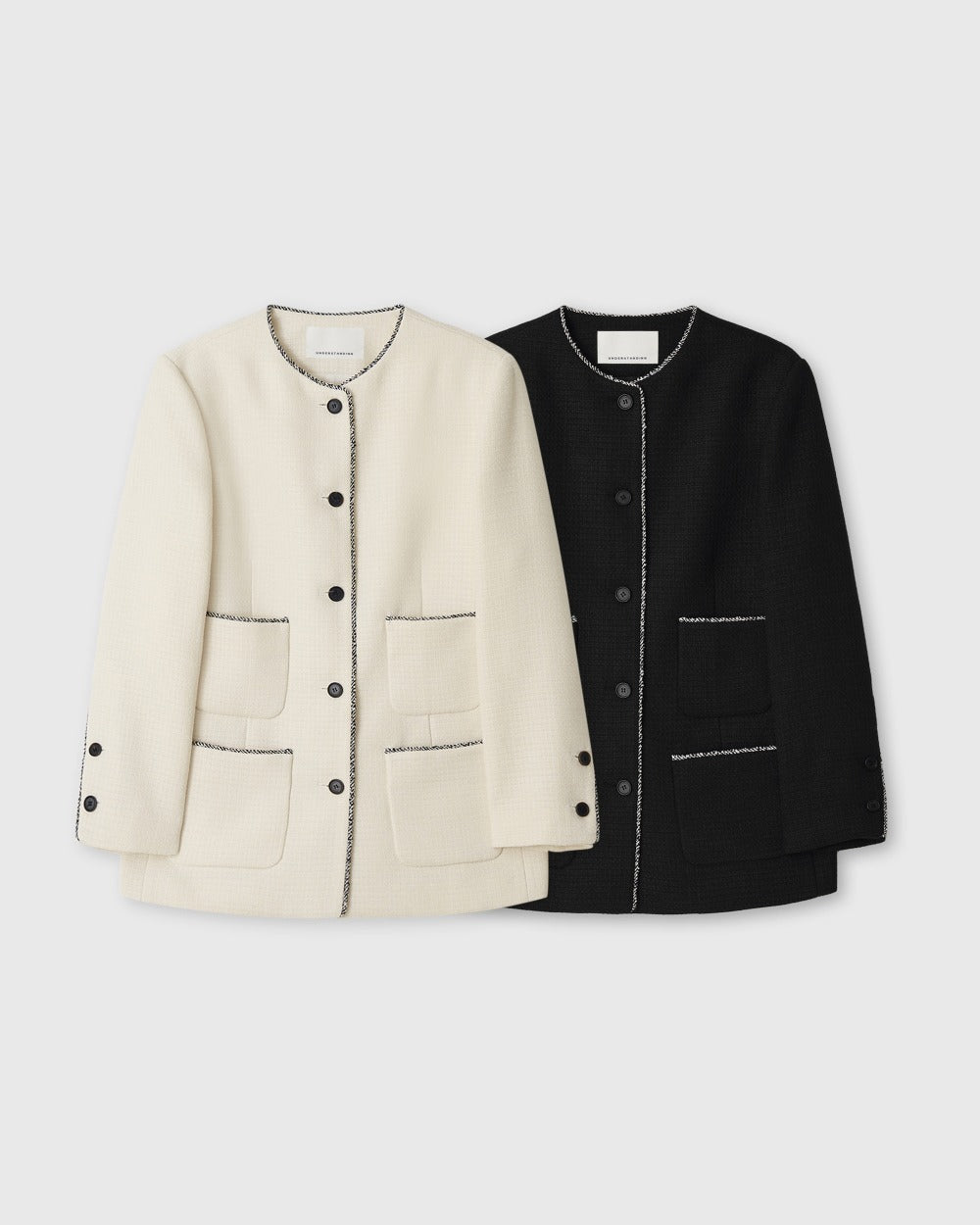 Contrast Trim Tweed Jacket