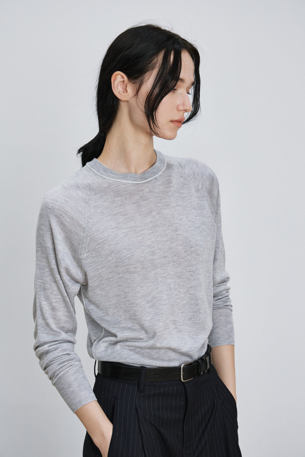 Two tone silky round knit