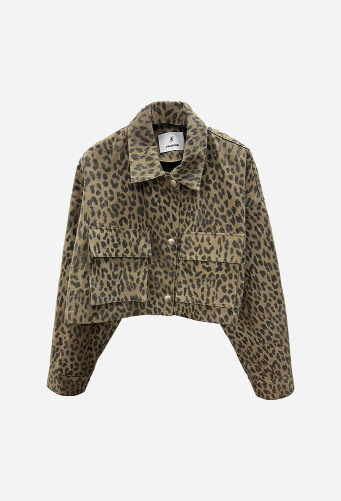 Leopard cropped jacket